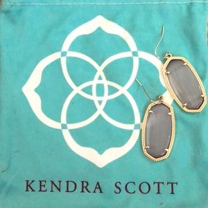 Elle Gold Drop Earrings In Slate Cats Eye